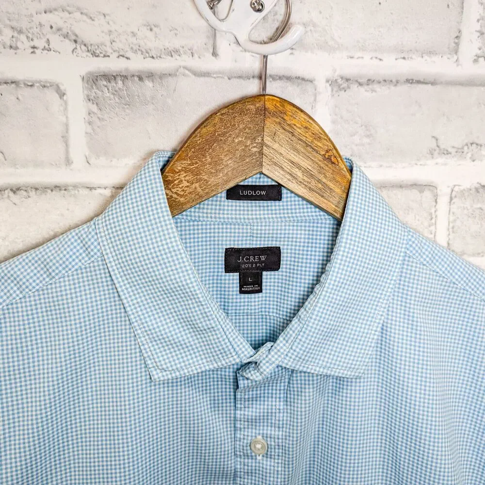 J.Crew Ludlow Men's Button up Shirt in Light blue mini check size Large